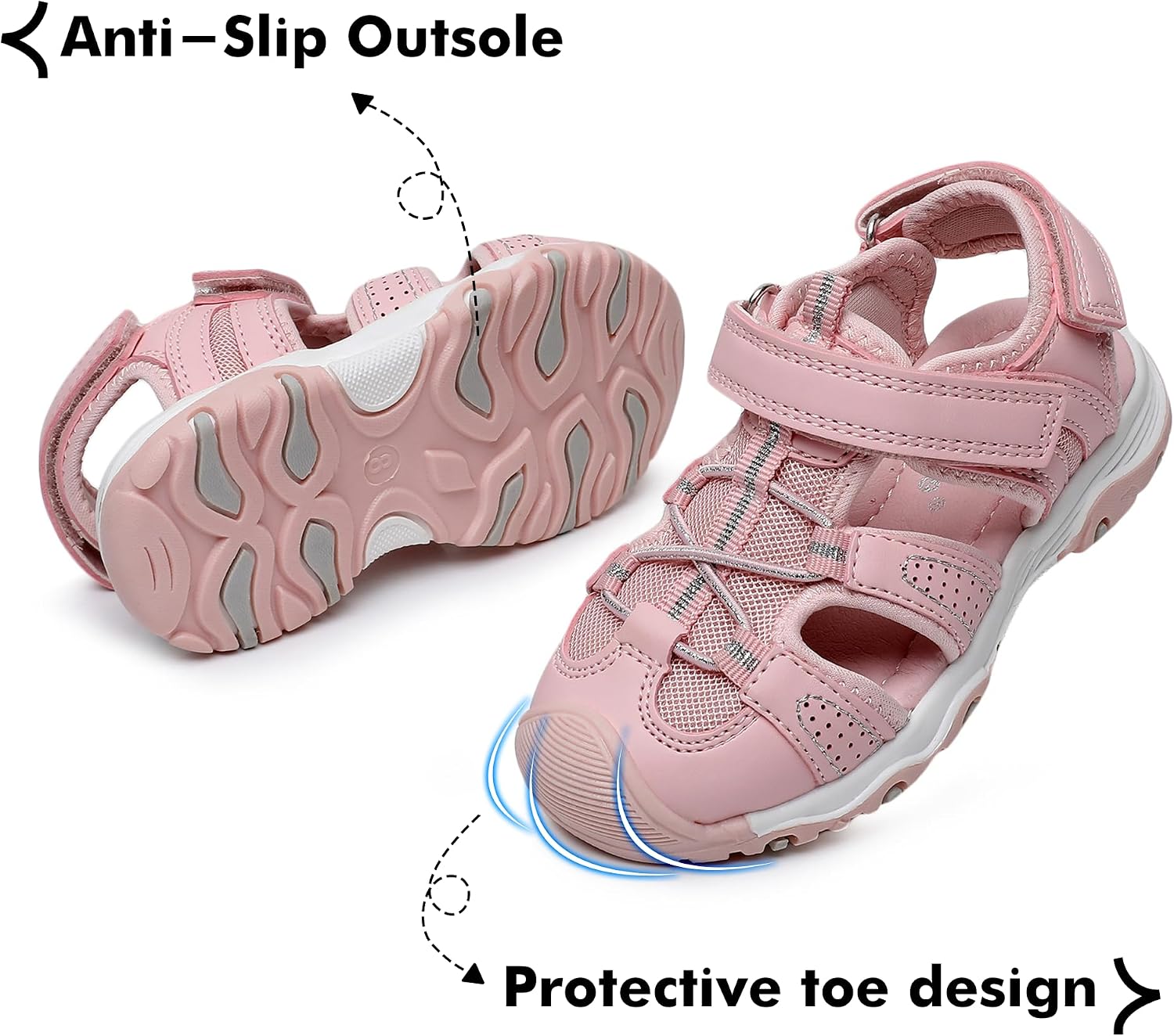 Ahannie Toddler Sandals Boys Girls Sandals – Kids Closed Toe Water Sport Outdoor Summer Beach Shoes with Hook Loop
