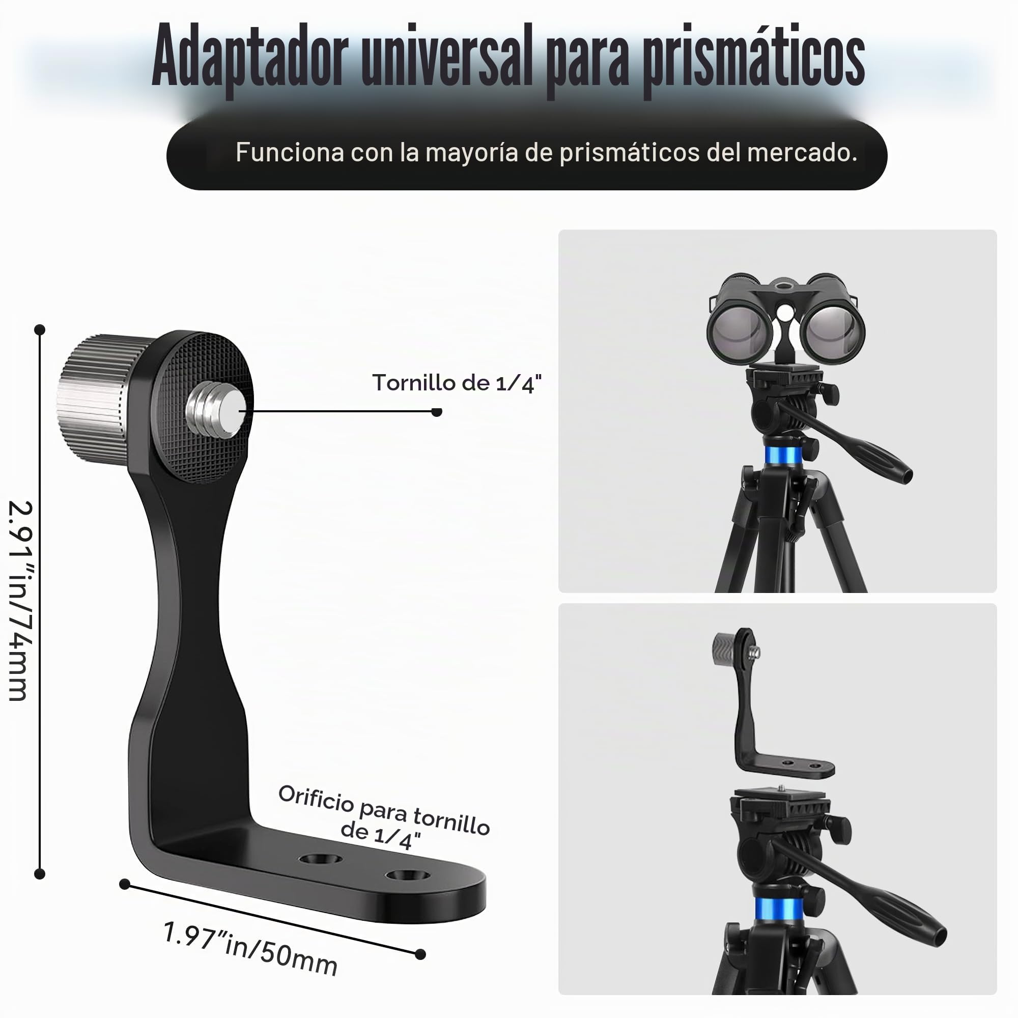 Prismáticos Trípode 173 cm y 25 cm Mini Trípode, con Adaptador y Placas QR, Soporte para Teléfonos/Tablets, Compatible con Prismáticos/Telescopios Terrestres/Cámaras