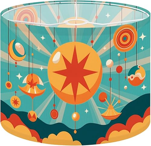 Miniatura 9 de Lamp Shades Set of 2 mid century retro 70s vintage Drum lampshades for Floor Lamps Table Lamps Pendant Light 11"x8.9" Replacement Large Lampshade