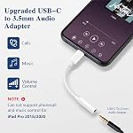 USB C à 3.5mm Adaptateur audio - Adaptateur casque Jack pour iPhone 16/16 Pro/15/15 Pro/Pro Max/Plus, Cable Cable Aux Dongle de Type C Compatible avec iPad, MacBook, Samsung Galaxy S24/S23/S22/S21Ultra