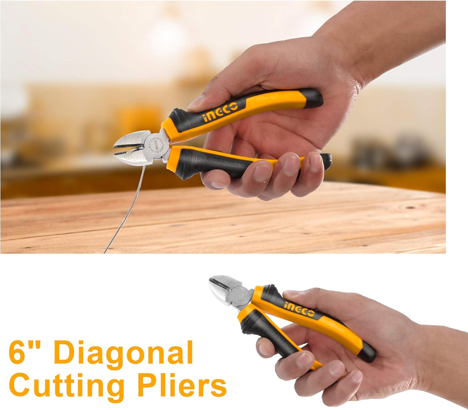 INGCO 3pcs Pliers Tool Set Wire Cutters 8" Combination Pliers 6" Diagonal Cutting Pliers 6" Long Nose Pliers Side Pliers HKPS08318 - - 