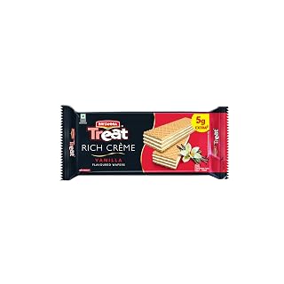 Britannia Treat Crème Wafers - Vanilla Flavoured Wafer Biscuit | 55 gm