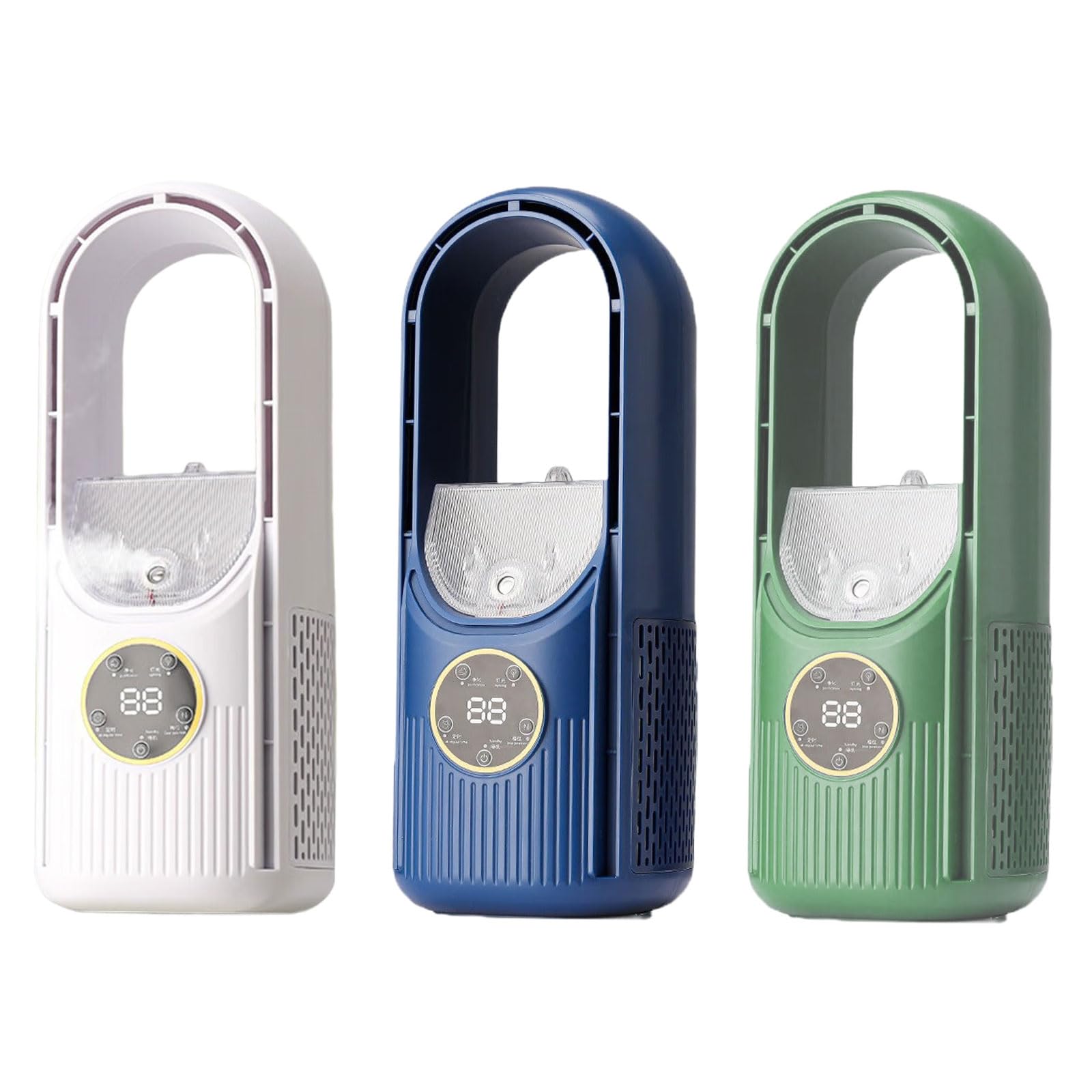 Ventilateur de climatisation portable avec lumière LED 6 vitesses, minuteur 6H pour la maison, le bureau, l'extérieur, la chambre à coucher, bureau sans pales USB avec brumisation
