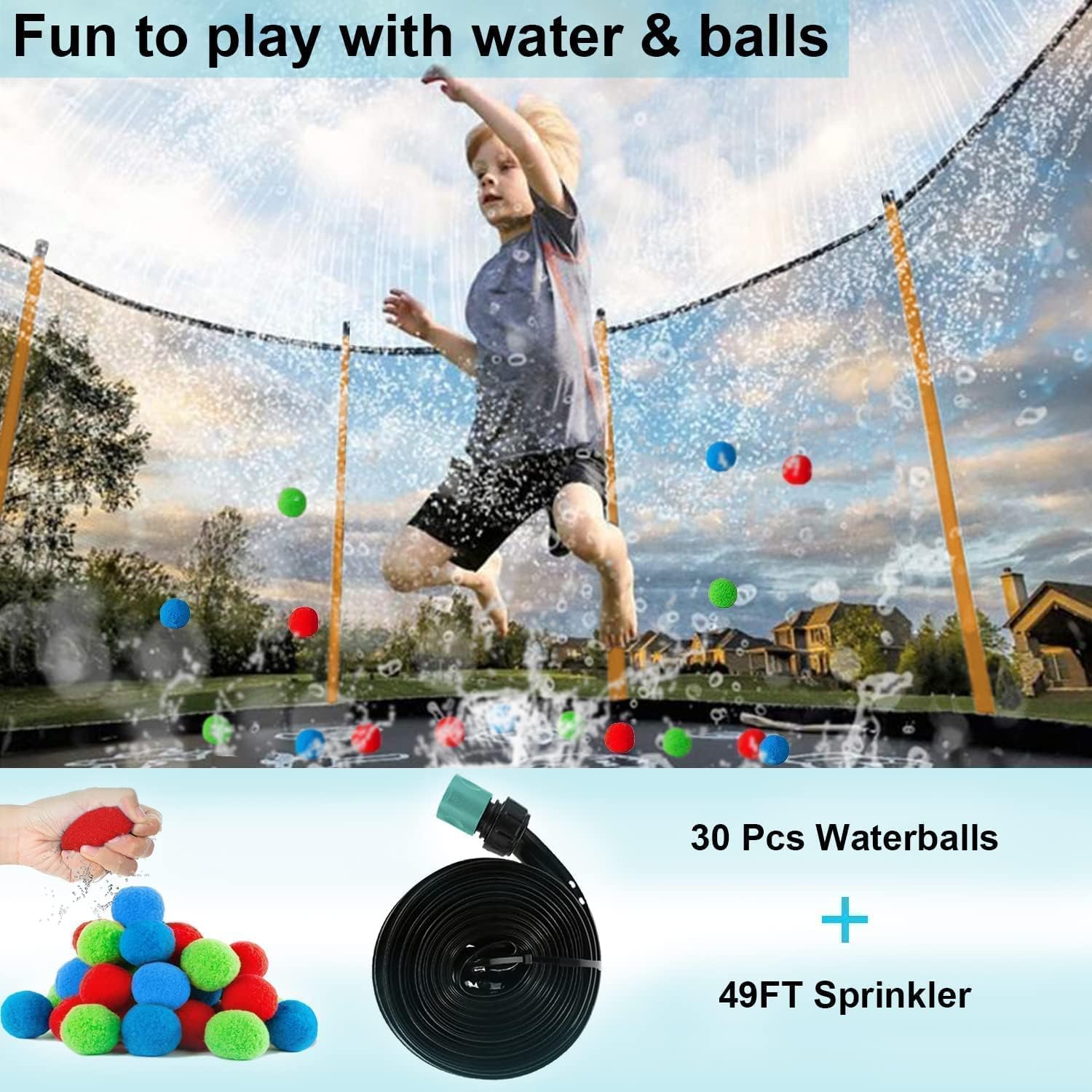 Pvillez 1500LBS 10FT 12FT 14FT 16FT Trampoline for Kids Adults with Basketball Hoop, Enclosure Net, Sprinkler, Lights, Disco Ball with Music Speaker, Heavy Duty Trampoline Outdoor Trampolines