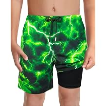 Boys Swim Bathing Trunks with Soft Compression Liner No-Chafing Quick Dry Light UPF 50+ Quality Swimsuit