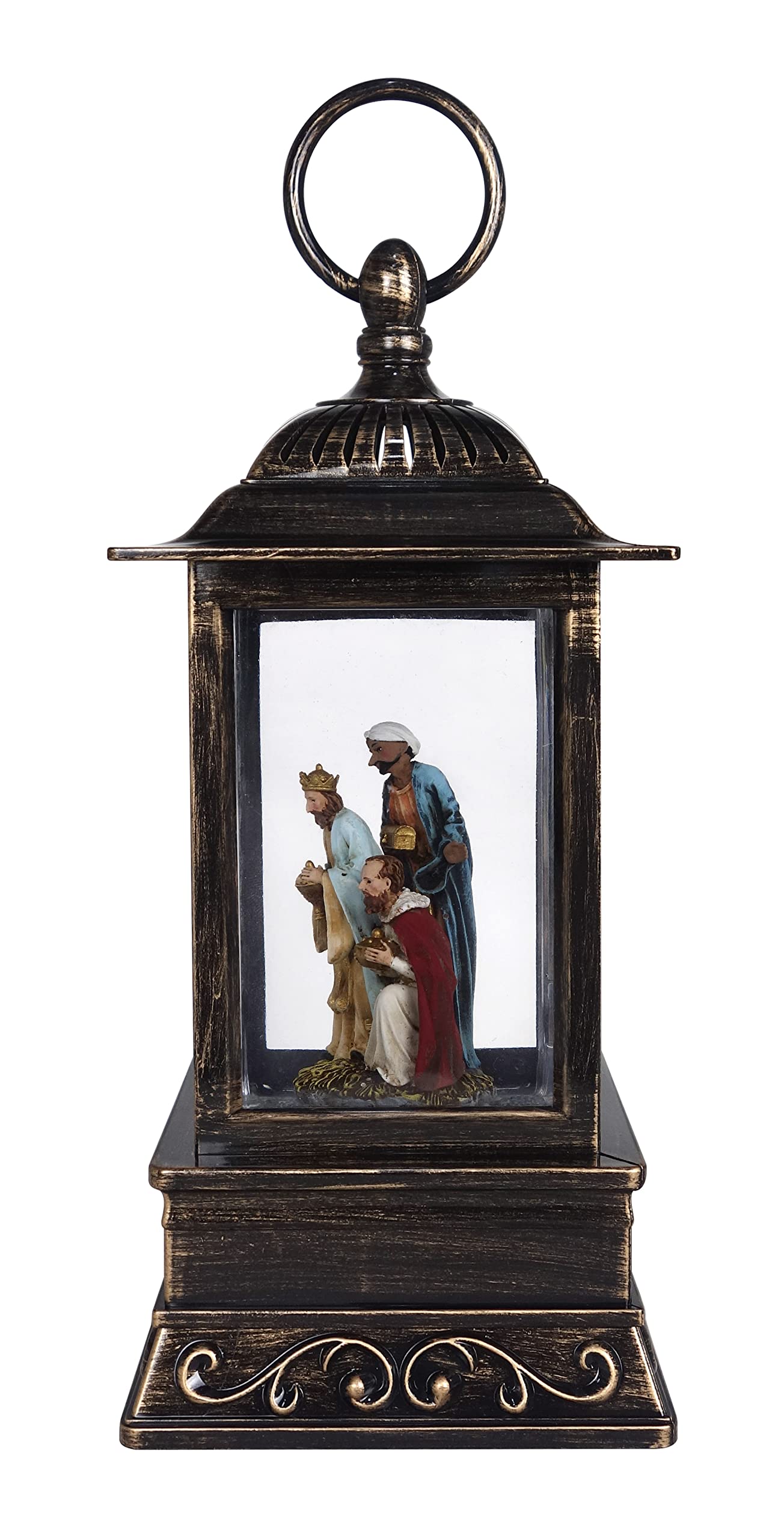OPPORTUNITIES Decorative Christmas Lantern with Nativity Wisemen, 10.5”
