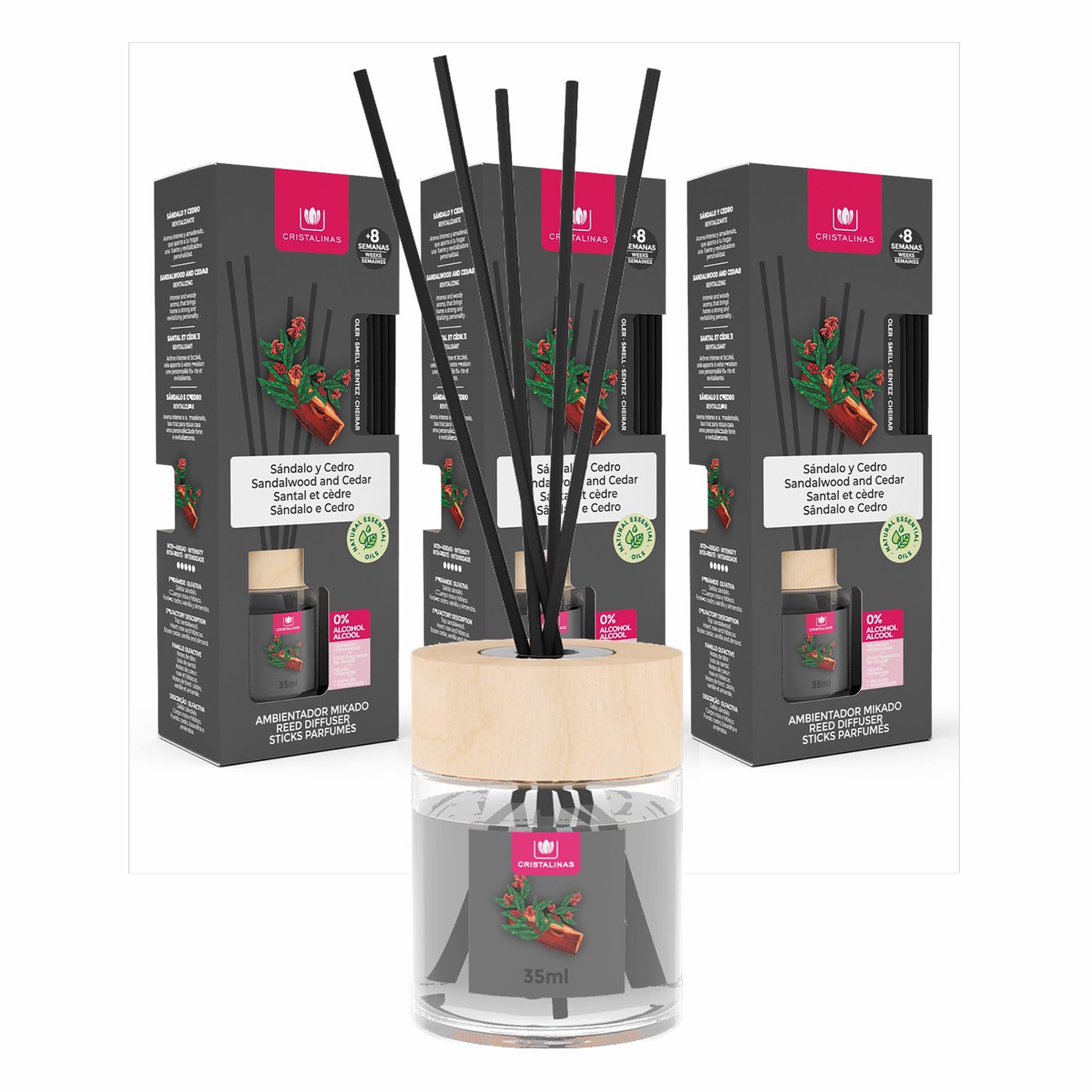 Cristalinas 35ml Sandalwood & Cedar Air Fresheners for Home Reed