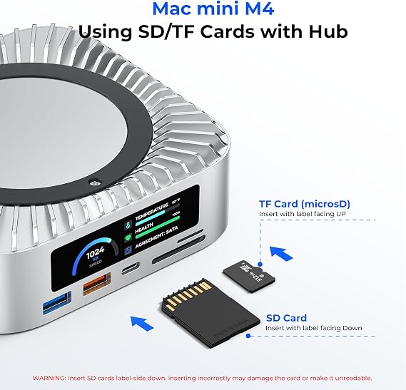 RayCue All-in-One Dock for Mac mini M4 with Smart Displays, NVMe/SATA SSD Enclosure, 4K60Hz HDMI, 10G USB-A/C, 5G USB-A*2, USB-C Charging, SD/TF, Audio Mac mini M4 HUB &Docking Station(2024)