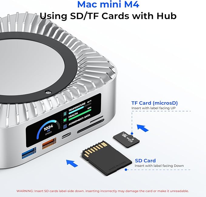 Hub USB-C 10 en 1 para Mac mini M4 con pantalla inteligente miniatura 5