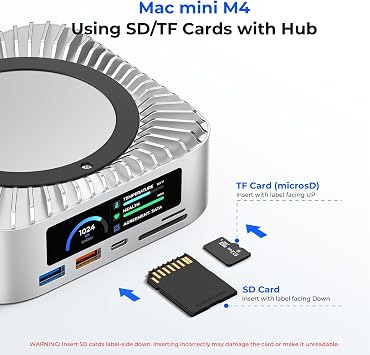 RayCue All-in-One Dock for Mac mini M4 with Smart Displays, NVMe/SATA SSD Enclosure, 4K60Hz HDMI, 10G USB-A/C, 5G USB-A*2, USB-C Charging, SD/TF, Audio Mac mini M4 HUB &Docking Station(2024)