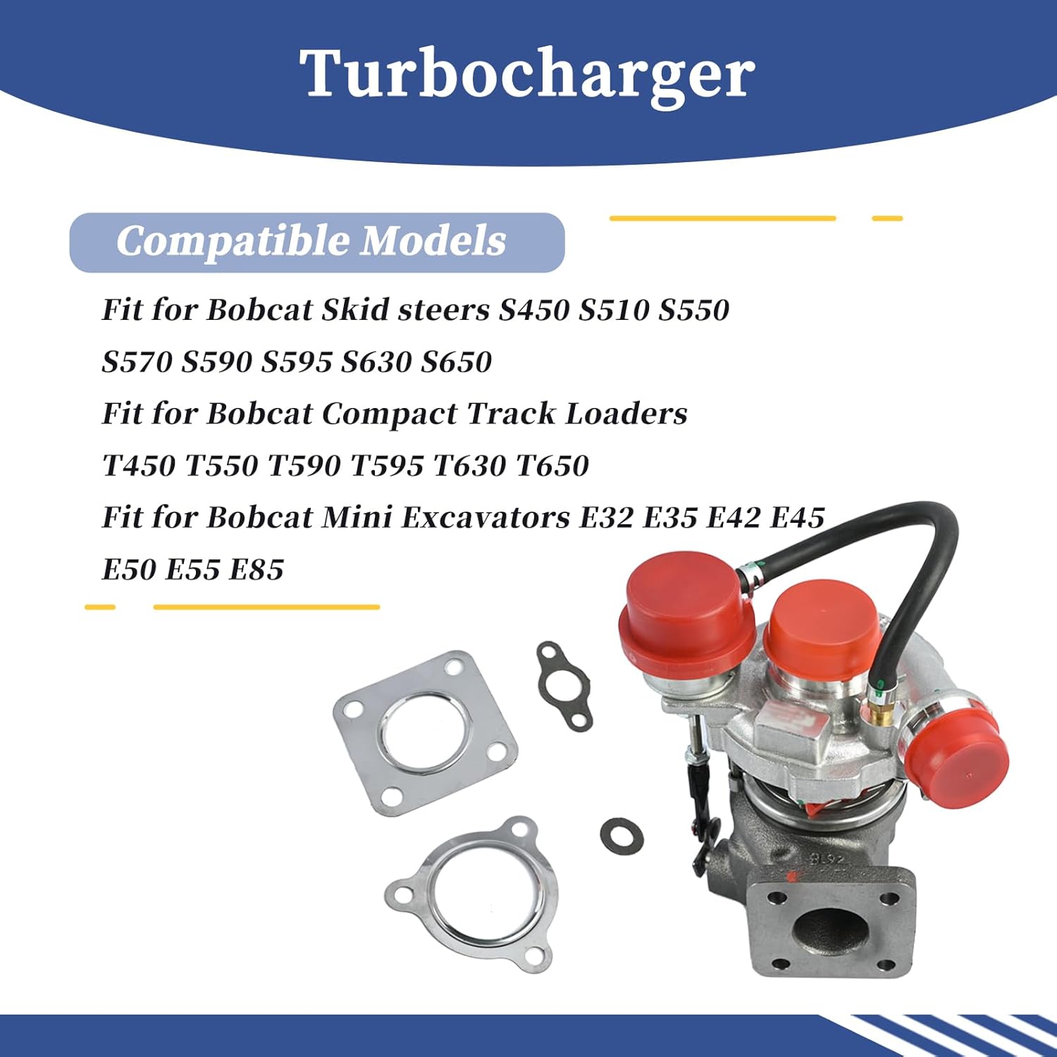 Turbocharger 150105-00044D 7030304 Compatible with Bobcat S630 S650 S510 S550│T630 T650 T550│E85 E50 E55 E42 E45 Compatible with Doosan D24 Engine