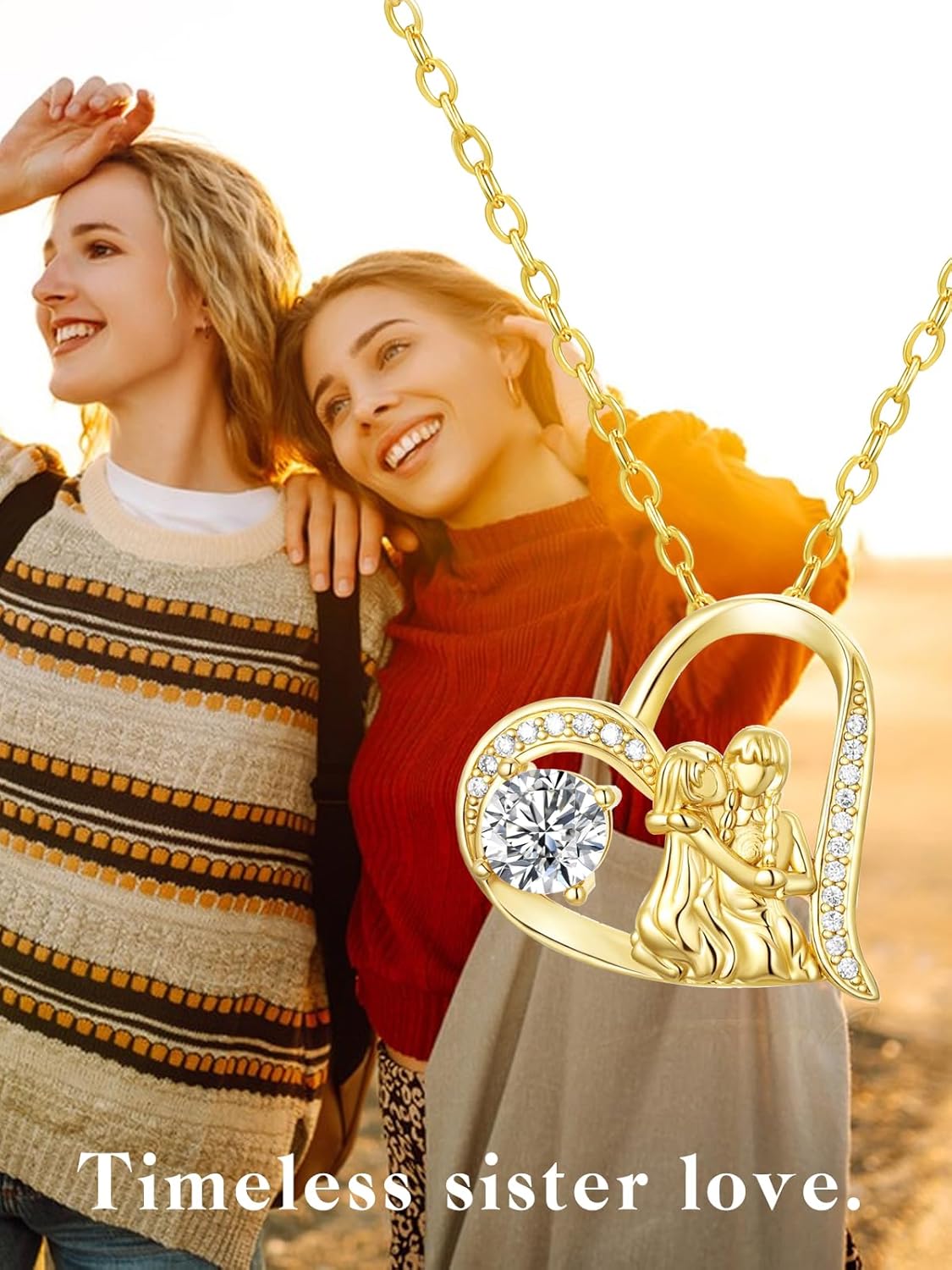 14K Gold Dainty Heart Diamnond Necklace for Mom Sister, I Love You Jewelry with Heart Pendant, Anniversary Birthday Gifts for Her Wife Mom Sister Friend Grandma Daughter - Image 5