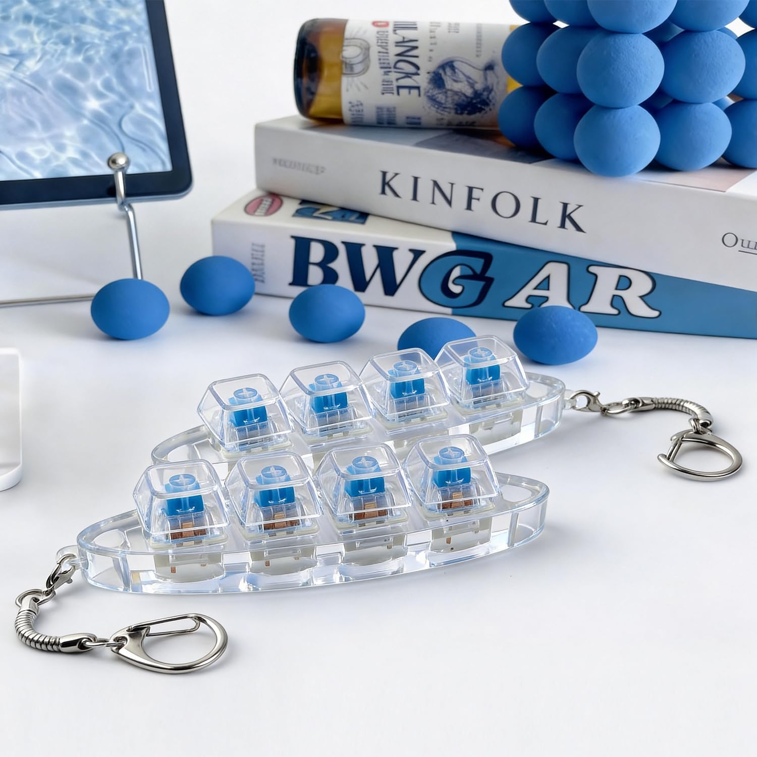 Axlksia 2 Pack Boat Shaped Keyboard Fidget Toy, Fidget Clicker Keyboard Fidget Keychain, Button Fidget Gifts for Adults to Relieve Stress and Pass Time (Clicker Sound A)