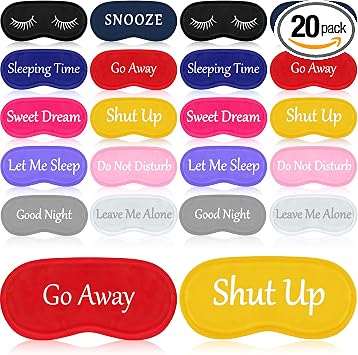 Eurzom 20 Pieces Funny Sleeping Eye Mask Bulk with Adjustable Strap Sleep Blackout Eye Mask for Night Blindfold Cover for Spa Women Men Adult Pajama Party FavorsFresh Colors