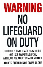 North Carolina No Lifeguard Sign - Complies with State of North Carolina Pool Safety Code, 8"x12" Metal Decor for Business Home Yard Garden Wall