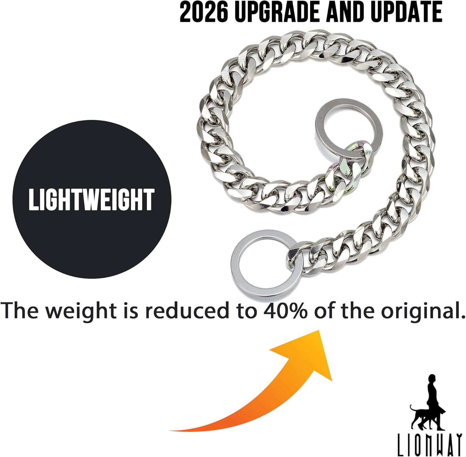 23MM Cuban Link Chain Collar - Lightweight & Durable Dog Collar with O-Ring Clasp - Fits 10" to 26" Neck-Thick Metal Collar for Medium Dogs (20 Inch)