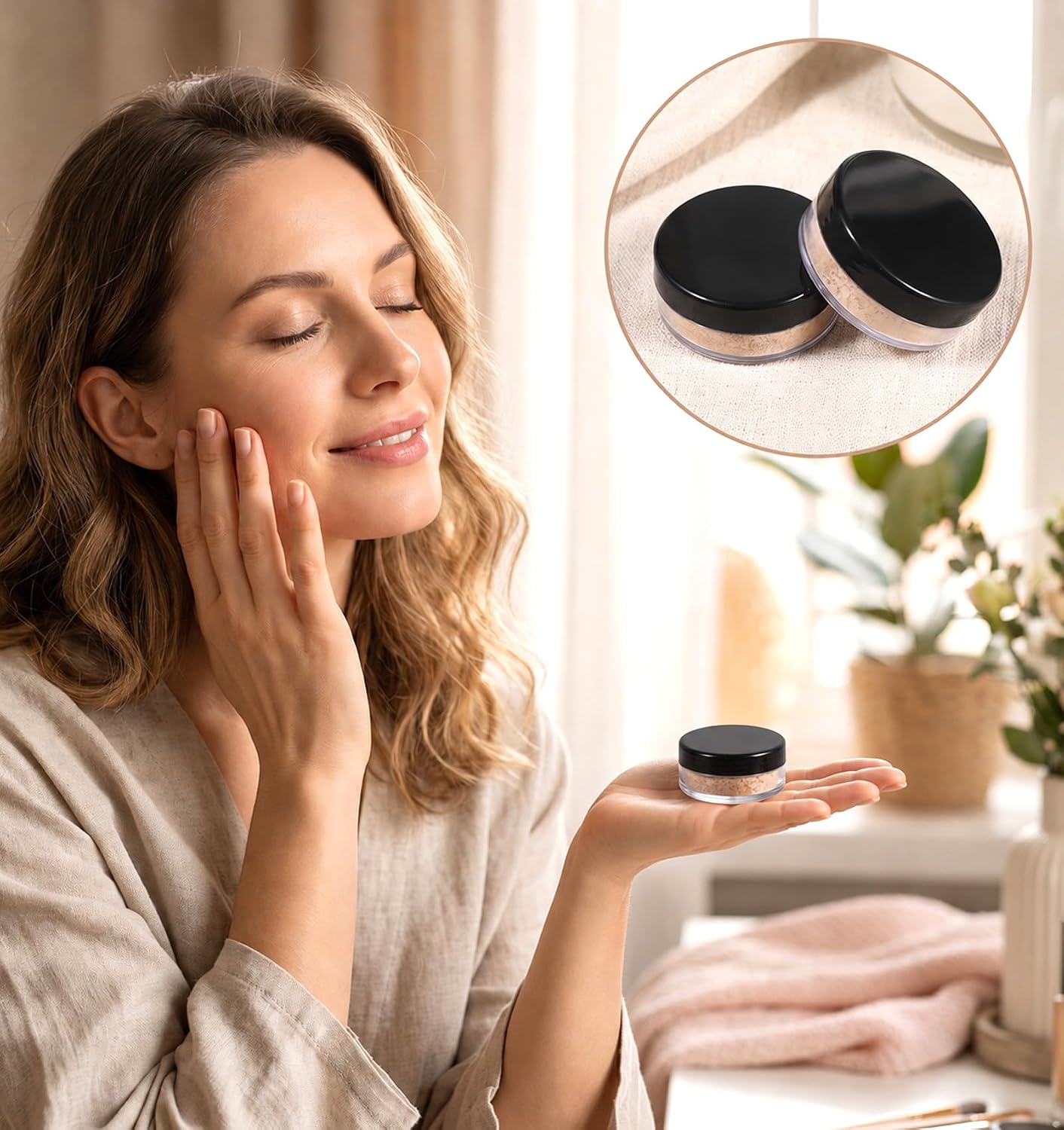 6 Pcs Loose Powder Containers, Powder Travel Container, 10ml/0.34oz