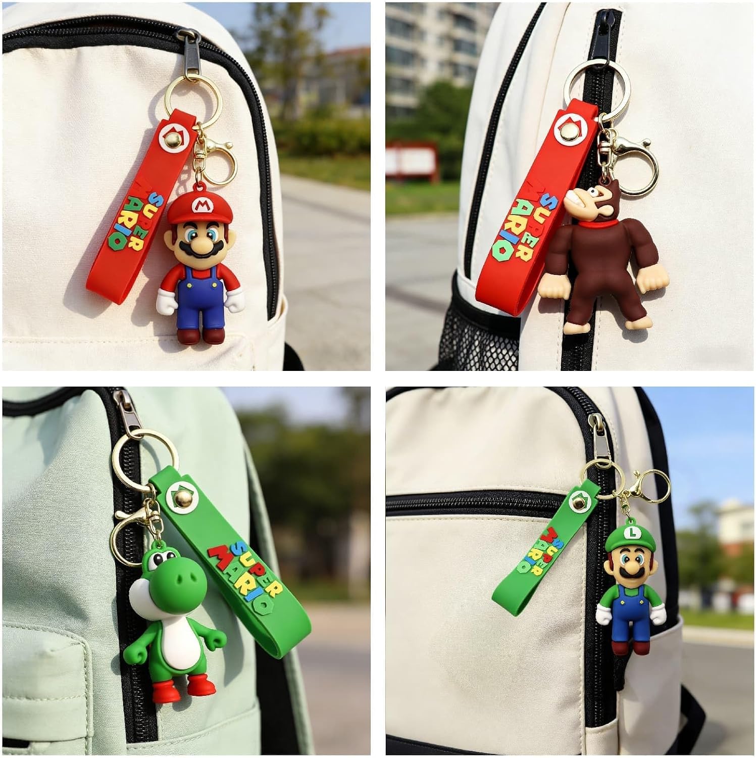 6Pcs Mario Keychain Cute Cartoon Backpack Pendant Creative Bag Charm Ornament for Fans Gifts
