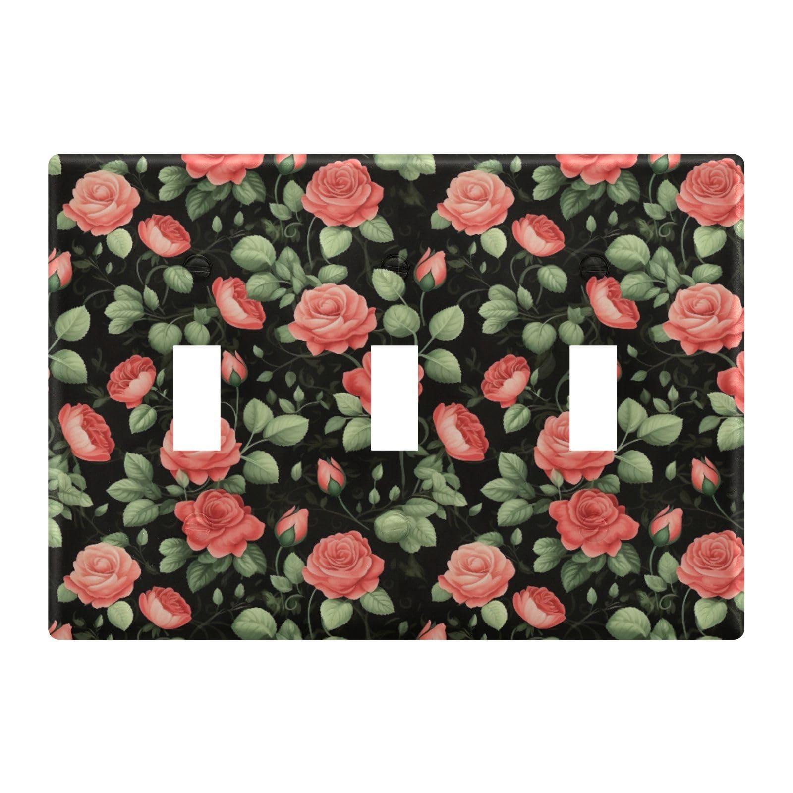 Light Switch Cover Red Rose Wall Plates for Electrical Outlets 3 Gang 202a8710
