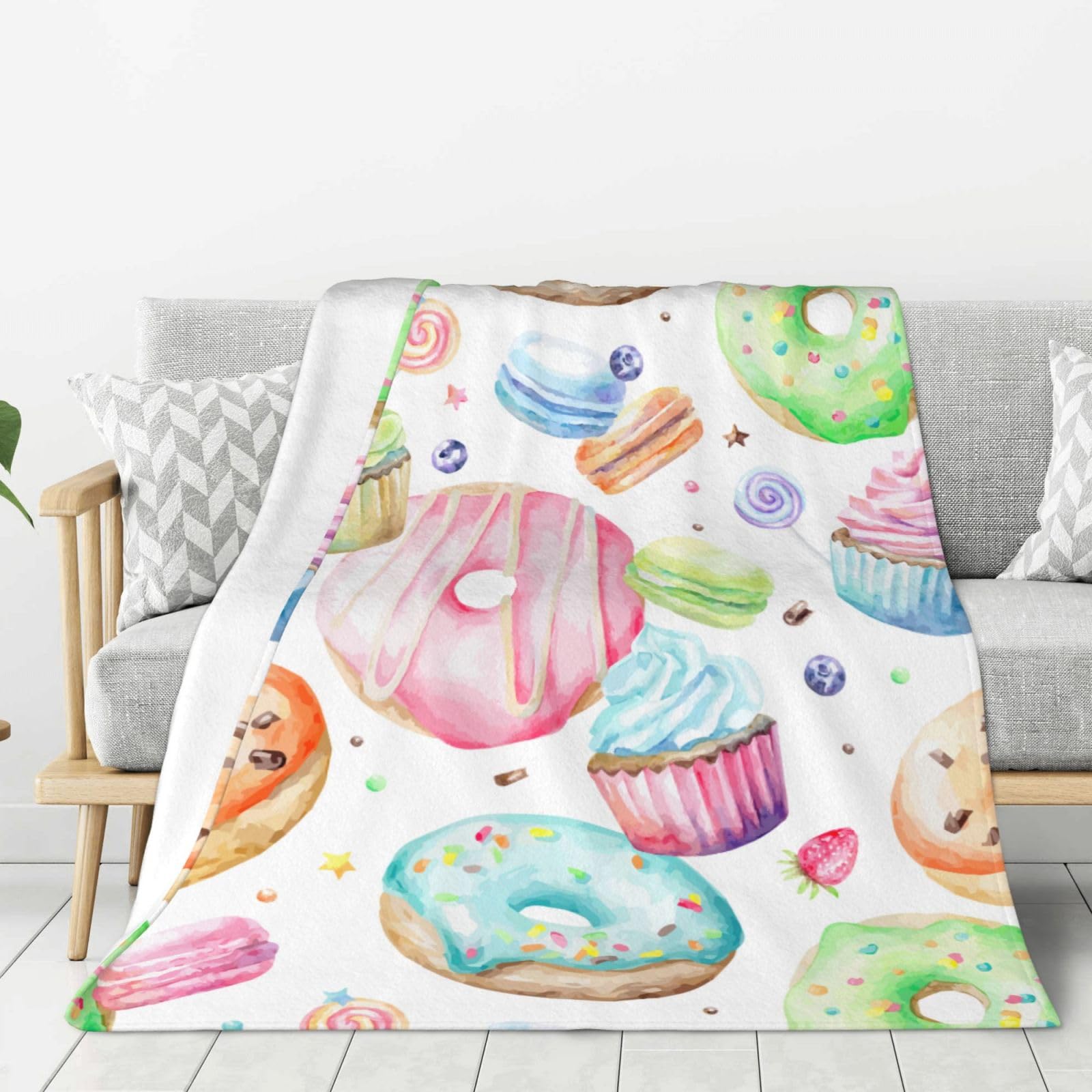 Couverture chaude en flanelle cupcakes pour vos soirées sur le canapé