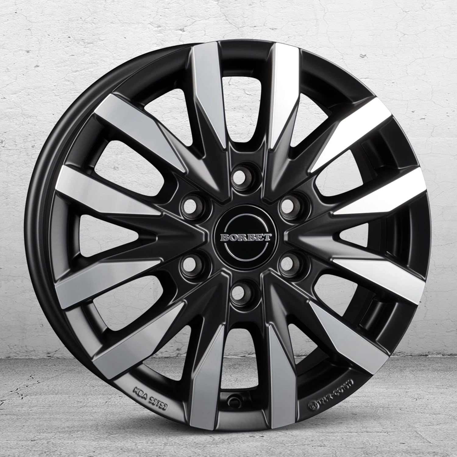 4x Borbet alloy rims CW6 6.5x16 ET54 6x130 black polished matt compatible with Mercedes Sprinter