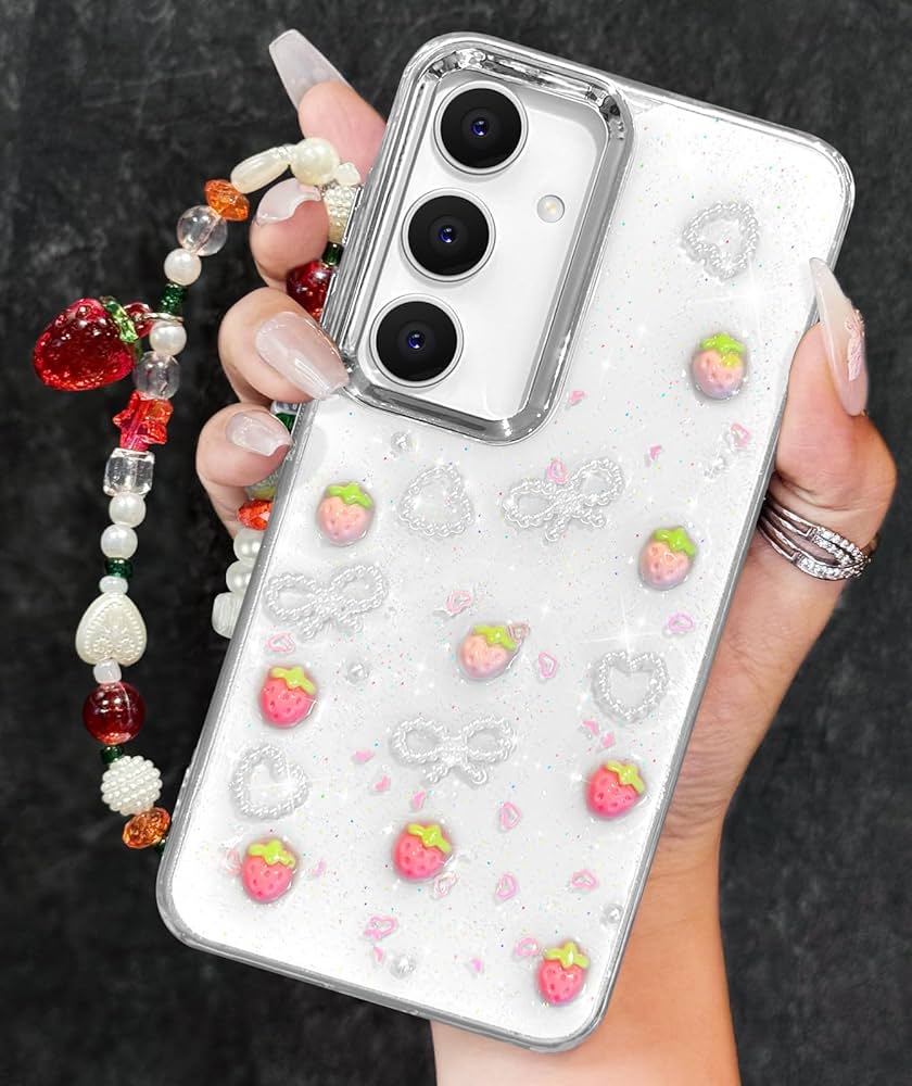 Amazon.com: Toycamp for Samsung Galaxy A16 5G Phone Case - Women Girls Cute Clear Sparkly Girly Kawaii 3D Strawberry Design with Charm Strawberries Wrist Chain Cover Aesthetic for Samsung A16 5G Cases Amazon.com: Toycamp for Samsung Galaxy A16 5G Phone Case - Women Girls Cute Clear Sparkly Girly Kawaii 3D Strawberry Design with Charm Strawberries Wrist Chain Cover Aesthetic for Samsung A16 5G Cases