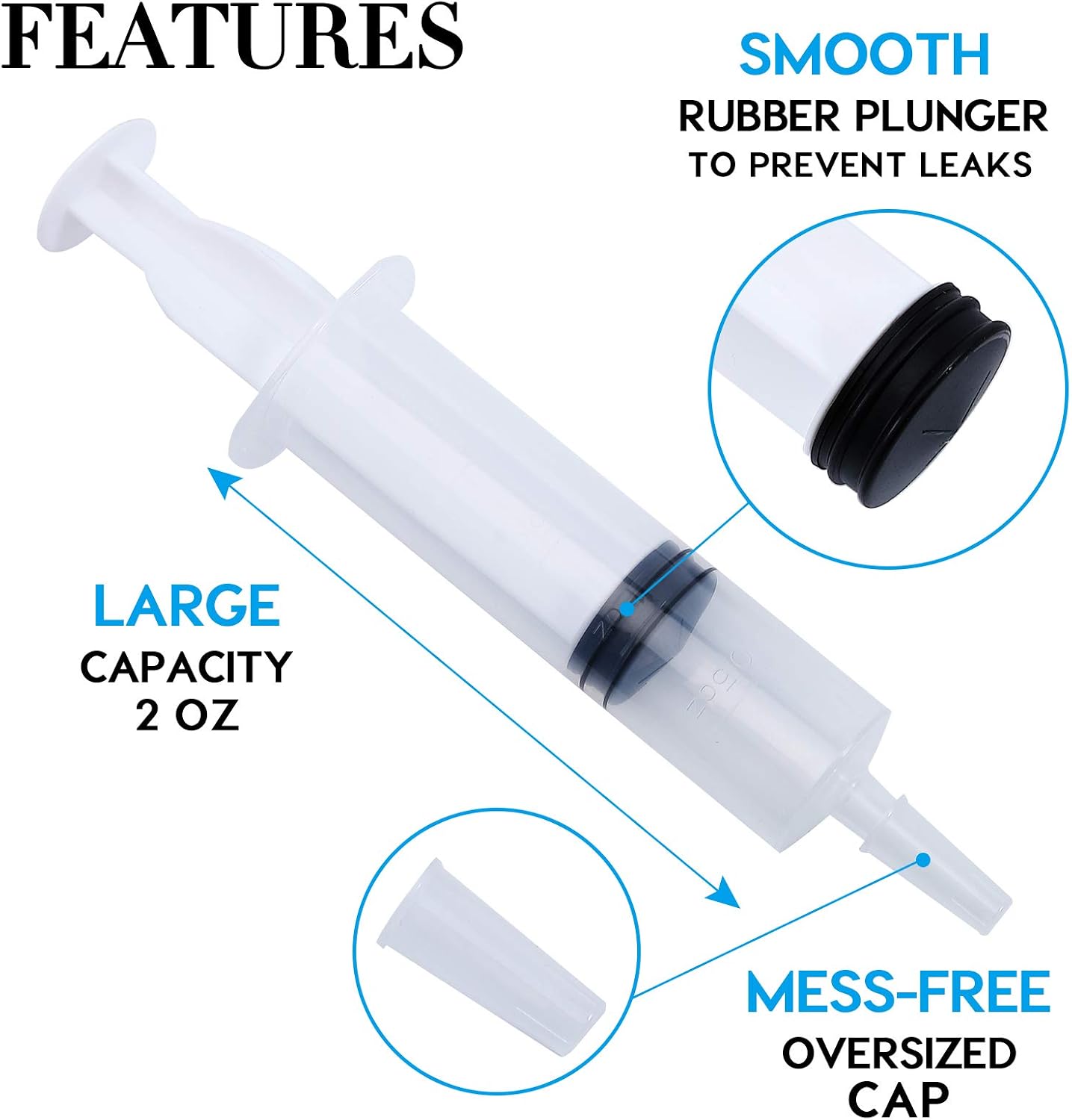 FOCUSLINE 50 Pack Jello Shot Syringes, 2 OZ Capacity Reusable Party Springe for Jello Shot, Durable Jello Shot Syringes for Halloween Thanksgiving Christmas Bachelorette Parties