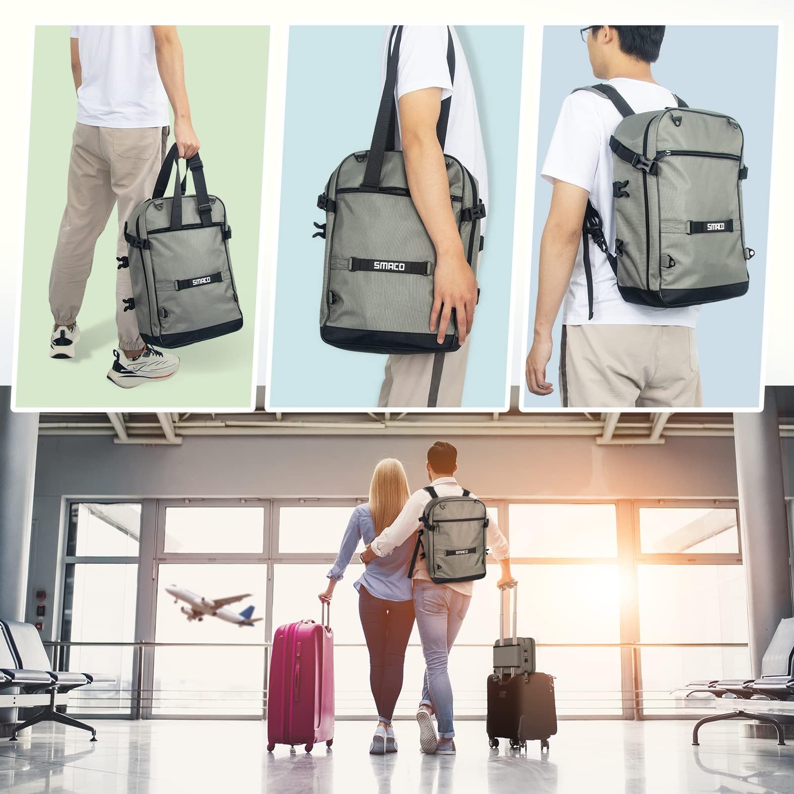 SMACO Scuba Diving Backpack with Detachable Small Bag Travel Backpack for Scuba Diving Dry Dive Bag Holds Mini Scuba Tanks, Diving Mask,Snorkel,Fins, and More