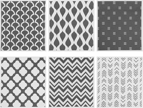Absorbent Swedish Dishcloth for Kitchen Reusable Paper Towel Non Scratch Swedish Dish TowelBlack and White,6