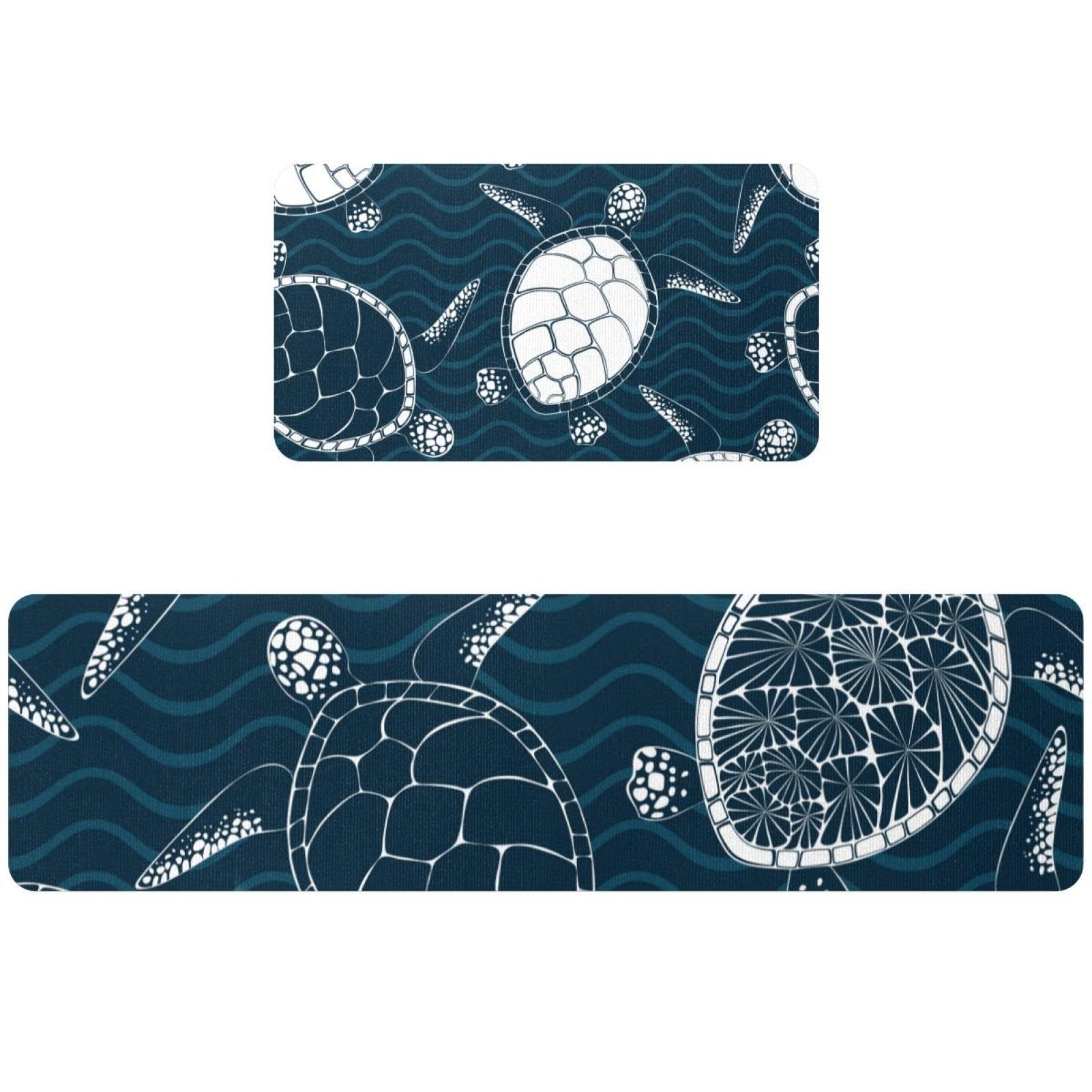 Alfombrillas de cocina lavables con estampado marino para pasillos y zonas de lavado