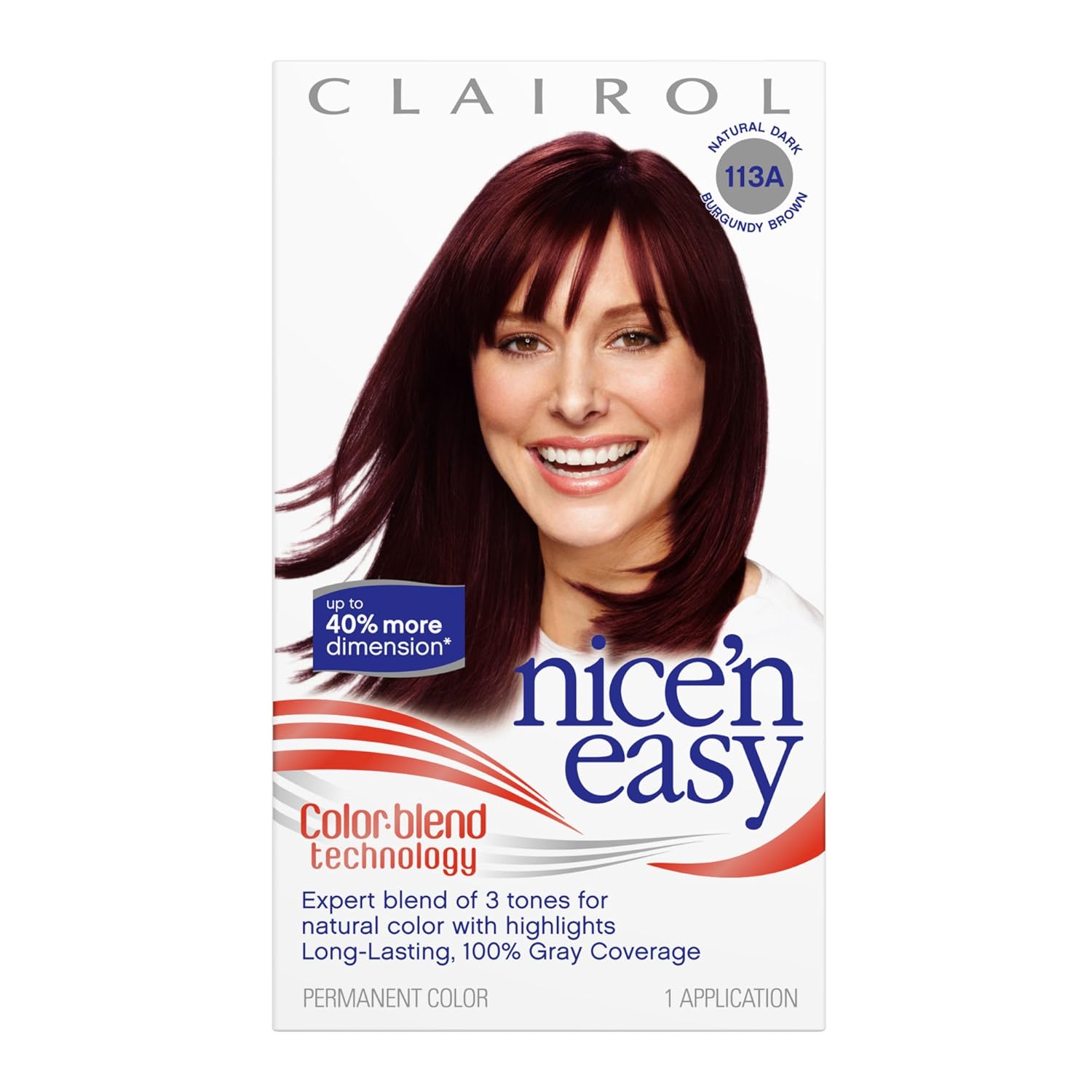 Clairol Nice 'n Easy Color, 113A Natural Dark Burgundy Brown (Pack of 3)