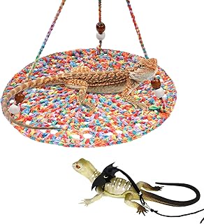 Reptile Bearded Dragon Hammock,Cute Lizard Swing Toy, Cotton Reptile Summer Bed for Bearded Dragon Leopard Gecko Lizard Birds Parrots Rats