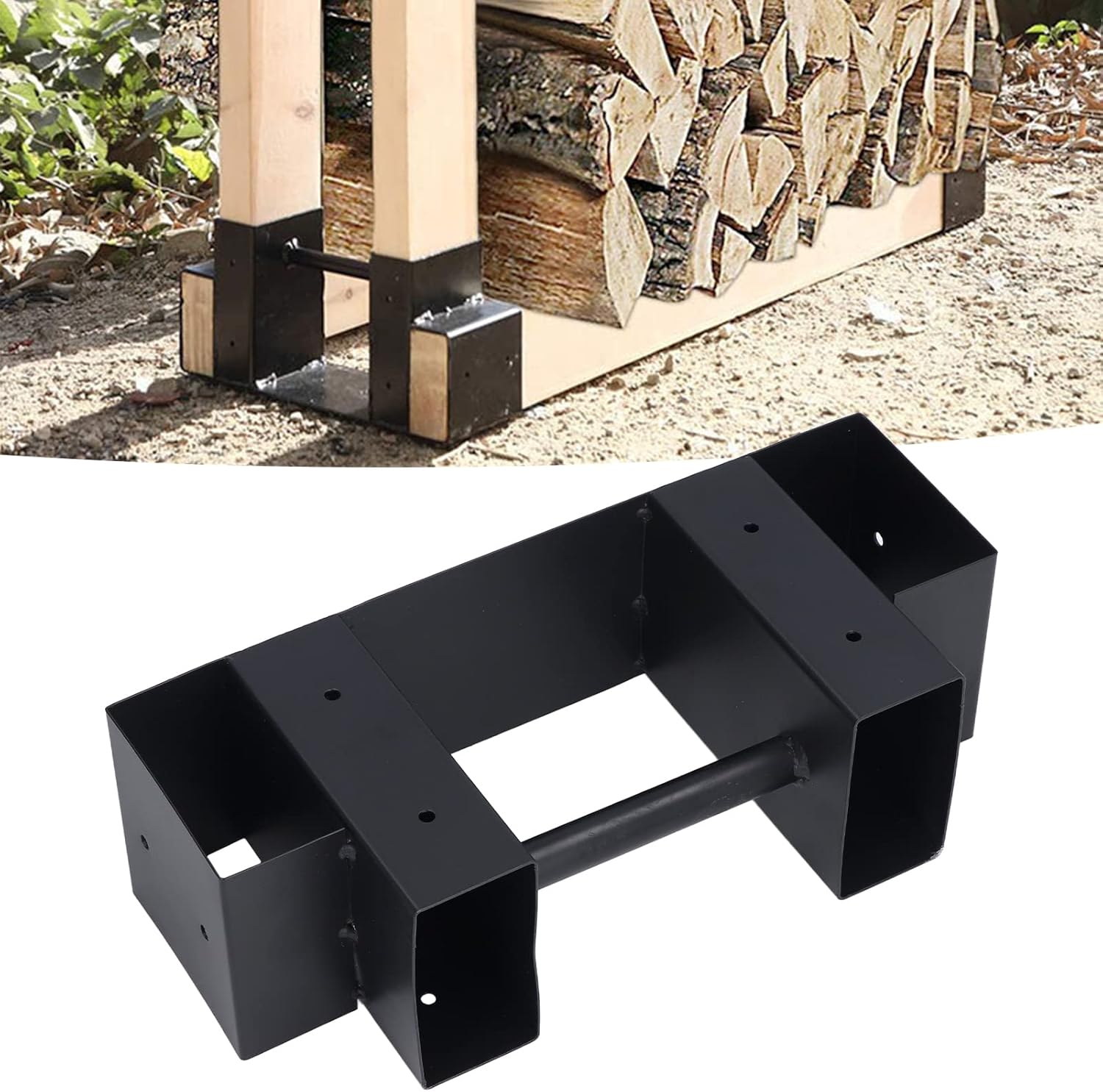 Outdoor Firewood Log Storage Rack Bracket Kit,Heavy Duty Weatherproof Firewood Rack – for Organizing and Storing Wood for Home Fireplaces and Outdoor Spaces