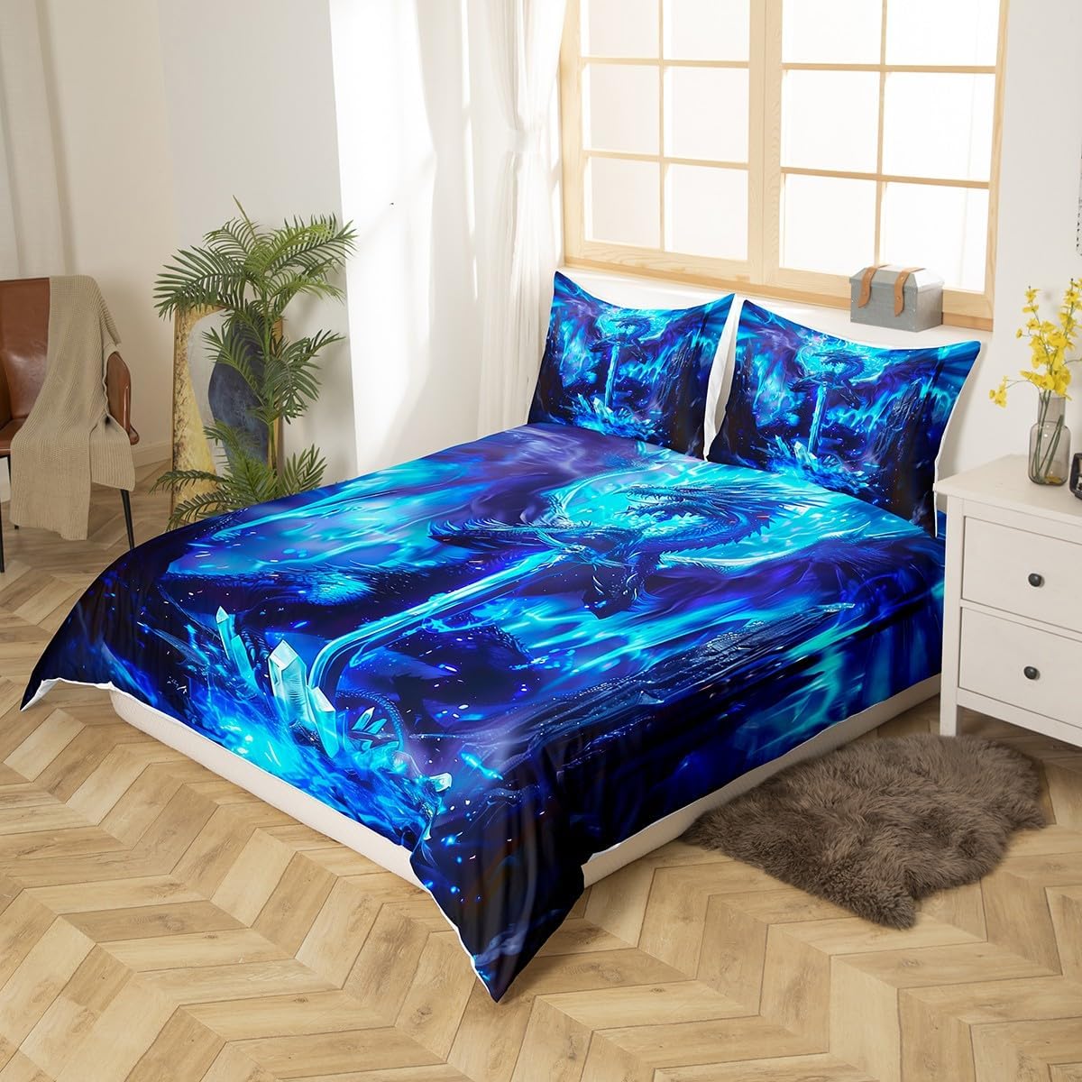 Manfei Fall Pumpkin Kids Duvet Cover Set Queen Size, Autumn Gnomes Maple Leaf Comforter Cover, Vintage Wooden Plank Bedding Set for Boys Girls, Lightweight Bedspread Cover,2 Pillowcases,No Comforter