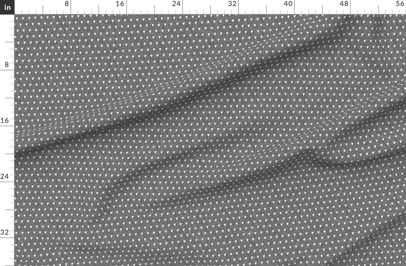Spoonflower Fabric - Hearts Gray Valentines Day Valentine Monochrome Cute Little Small Printed on Organic Cotton Sateen Fabric by The Yard - Sewing Quilting Apparel Home Decor