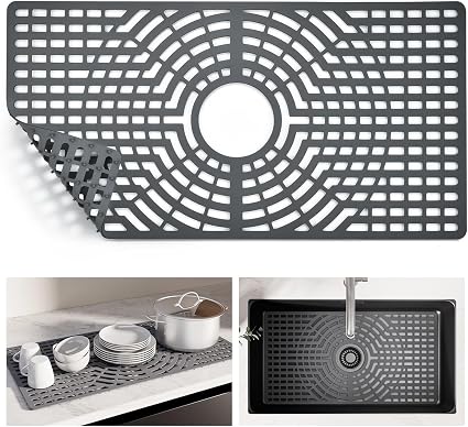 Snuggery Silicone Sink Protector 28"x15" Center Drain Hole, Heat Resistant