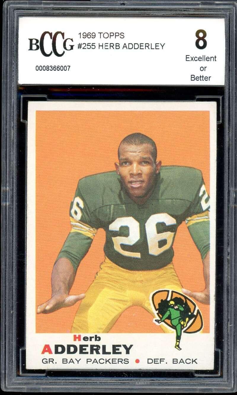 Herb Adderley Card 1969 Topps #255 BGS BCCG 8 - Unsigned Football Cards