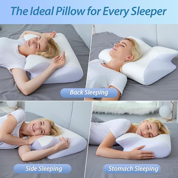 HOMCA Almohada Cervical, 2 en 1 Almohada Ergonómico Espuma de Memoria Almohada para Soporte de Cabeza/Cuello/Hombro, Relajación y Alivio del Estrés, 60x40x12/14cm - 5