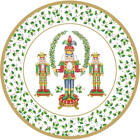 Caspari Nutcracker Christmas Dinner Plates - 8 Per Package