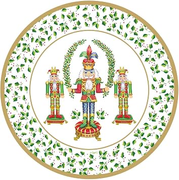 Caspari Nutcracker Christmas Dinner Plates - 8 Per Package