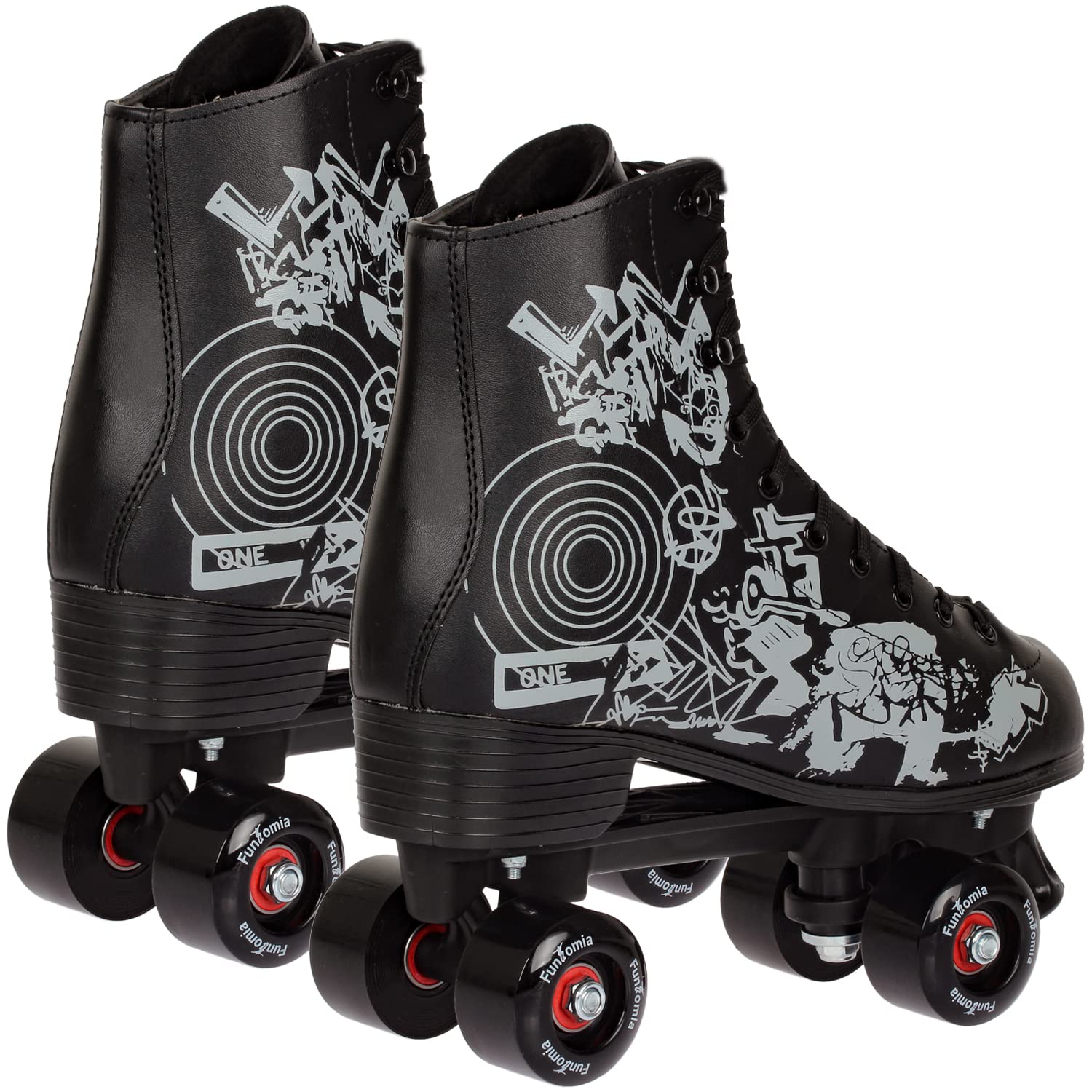 FunTomia - Patines 4 Ruedas de Discoteca en Tallas 30 a 44, para Interior y Exterior (36, Negro)