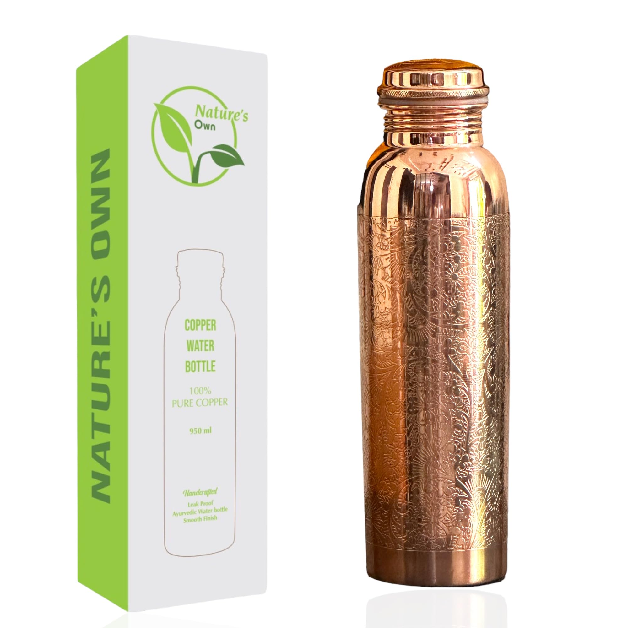 Otiem Wasserflasche Aus Reinem Kupfer – Ayurvedische Trinkflasche 100 Ml, Handgefertigt, Auslaufsicher