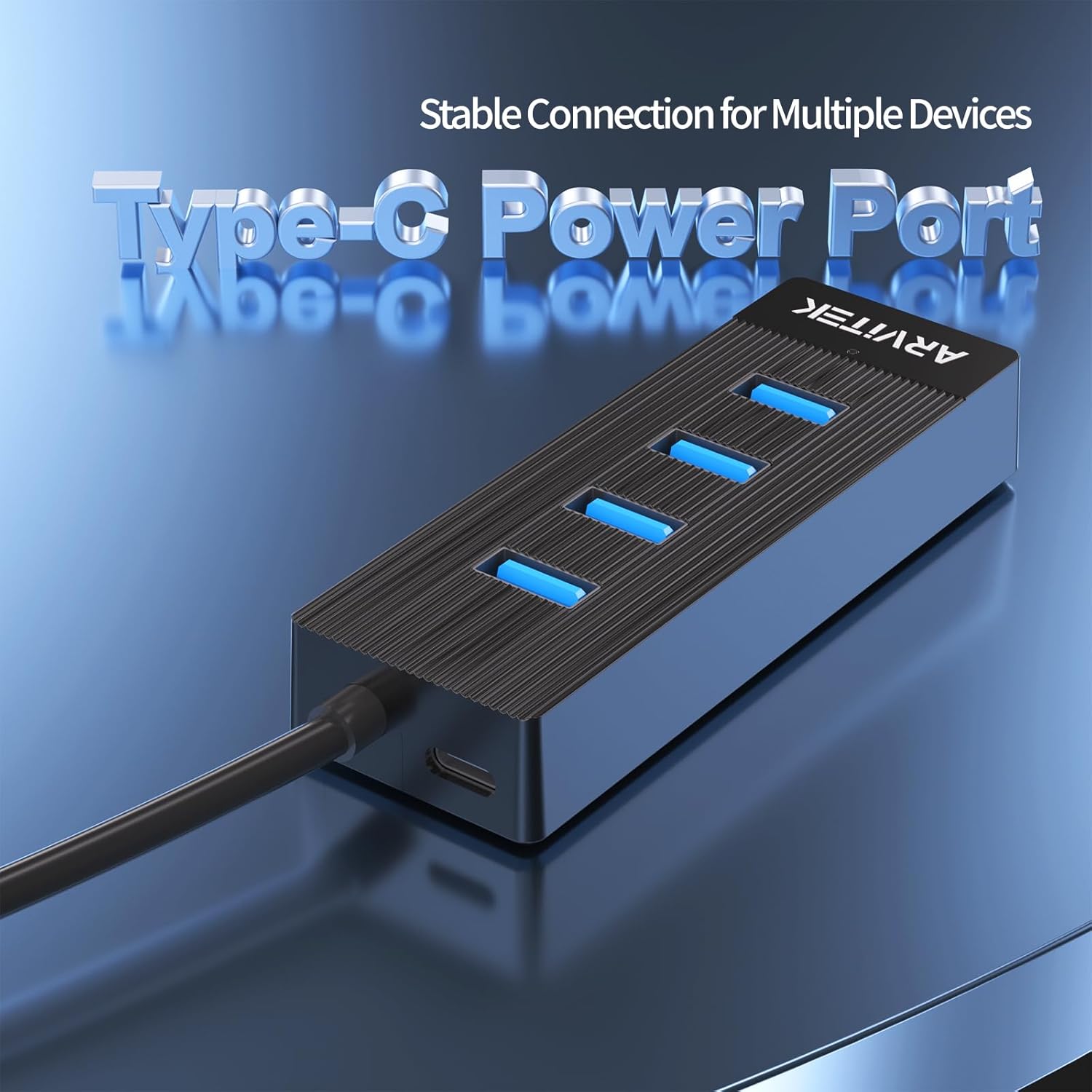 10Ft 4-Port USB 3.0 Hub Long Cable for PC, USB Extender Hub 5Gbps, USB Multiport Adapter, USB Splitter w/Long Cable for Desktop, Laptop, Flash Drive, Mobile HDD, USB Fan (10 Foot / 3m)
