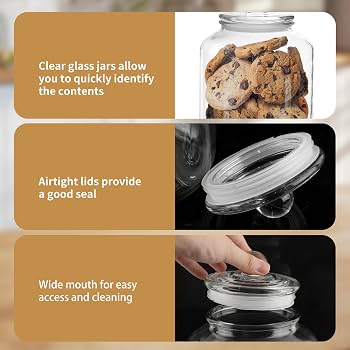 Kitchentoolz Glas-Keksdose 2er-Set – Mit Luftdichtem Deckel, 3,5 Liter, Für Süßigkeiten, Mehl, Tierfutter