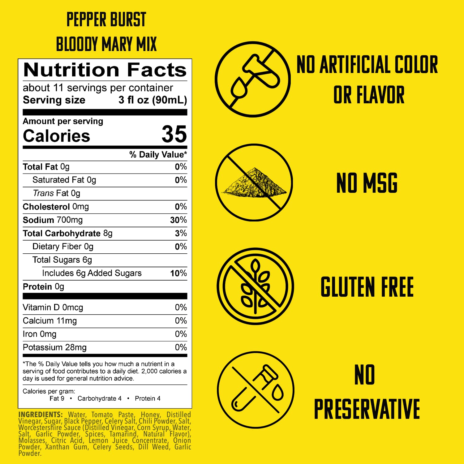 SPOOKY - Pepper Burst Bloody Mary Mix - Made With All Premium Natural Ingredients - No Artificial Color or Flavor - No Preservative, No MSG, Low Carb, Low Calorie, & Gluten Free - 32 Oz (Pack of 2)