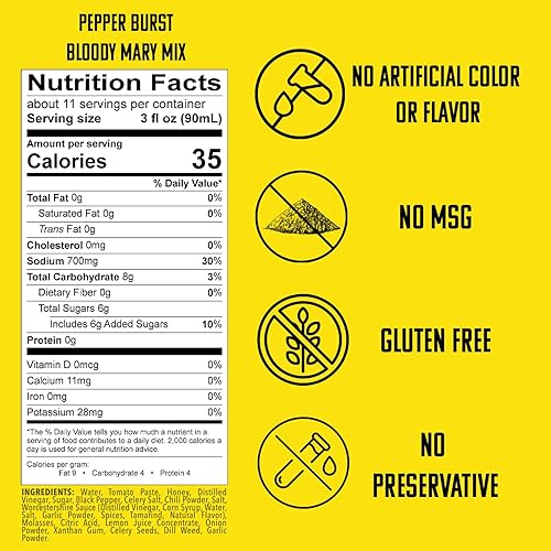 Miniatura 51 de SPOOKY Bloody Mary Mix - Paquete variado de pepinillos, sriracha, oliva verde, rábano picante, sin color ni sabor artificial, sin conservantes, bajo