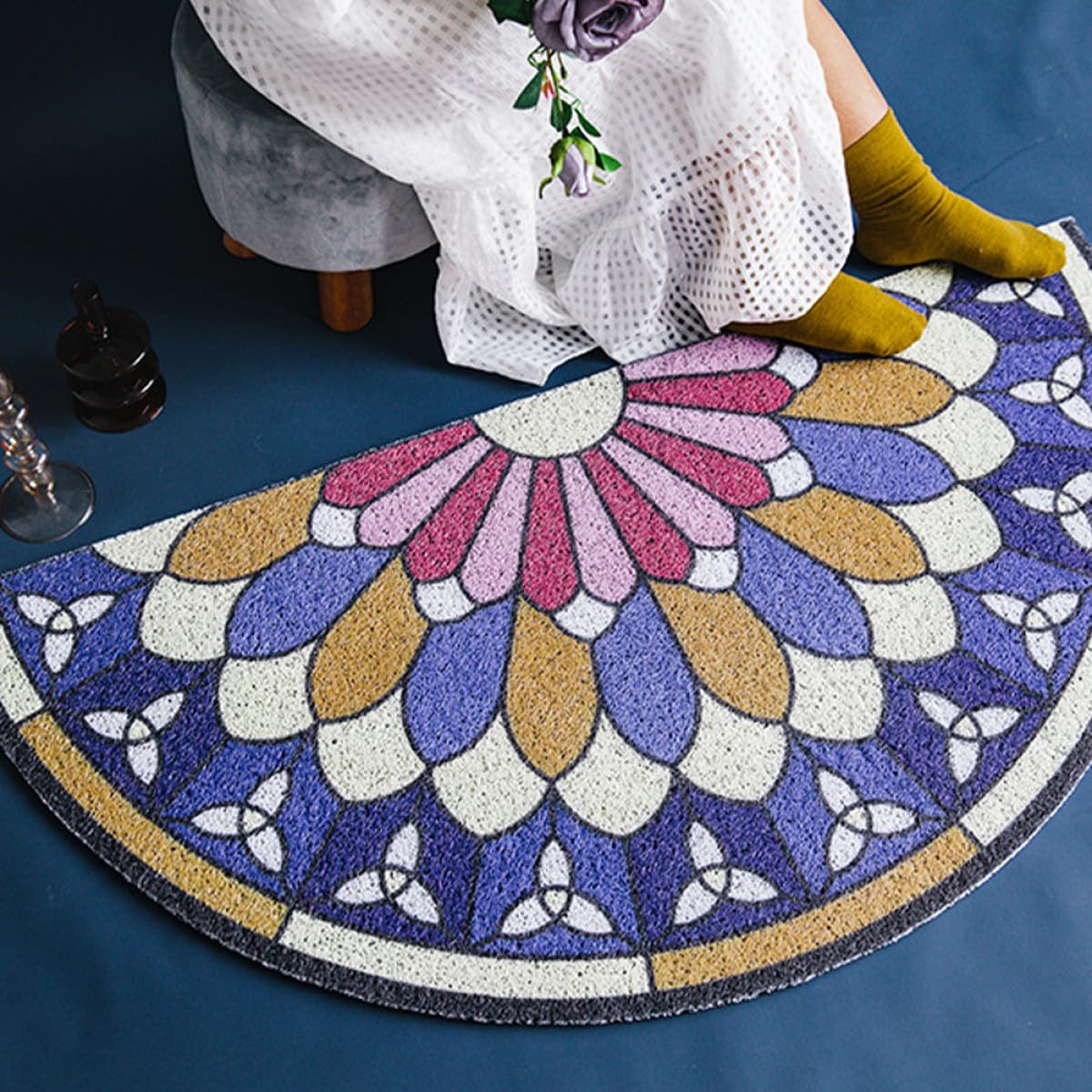 ABOOFAN 1pièce Tapis Entrée Demi-Lune Antidérapant Paillasson Coil Résistant à Usure Tapis Anti-salissures pour Maison et Extérieur Sécurité et Décoration Intérieure