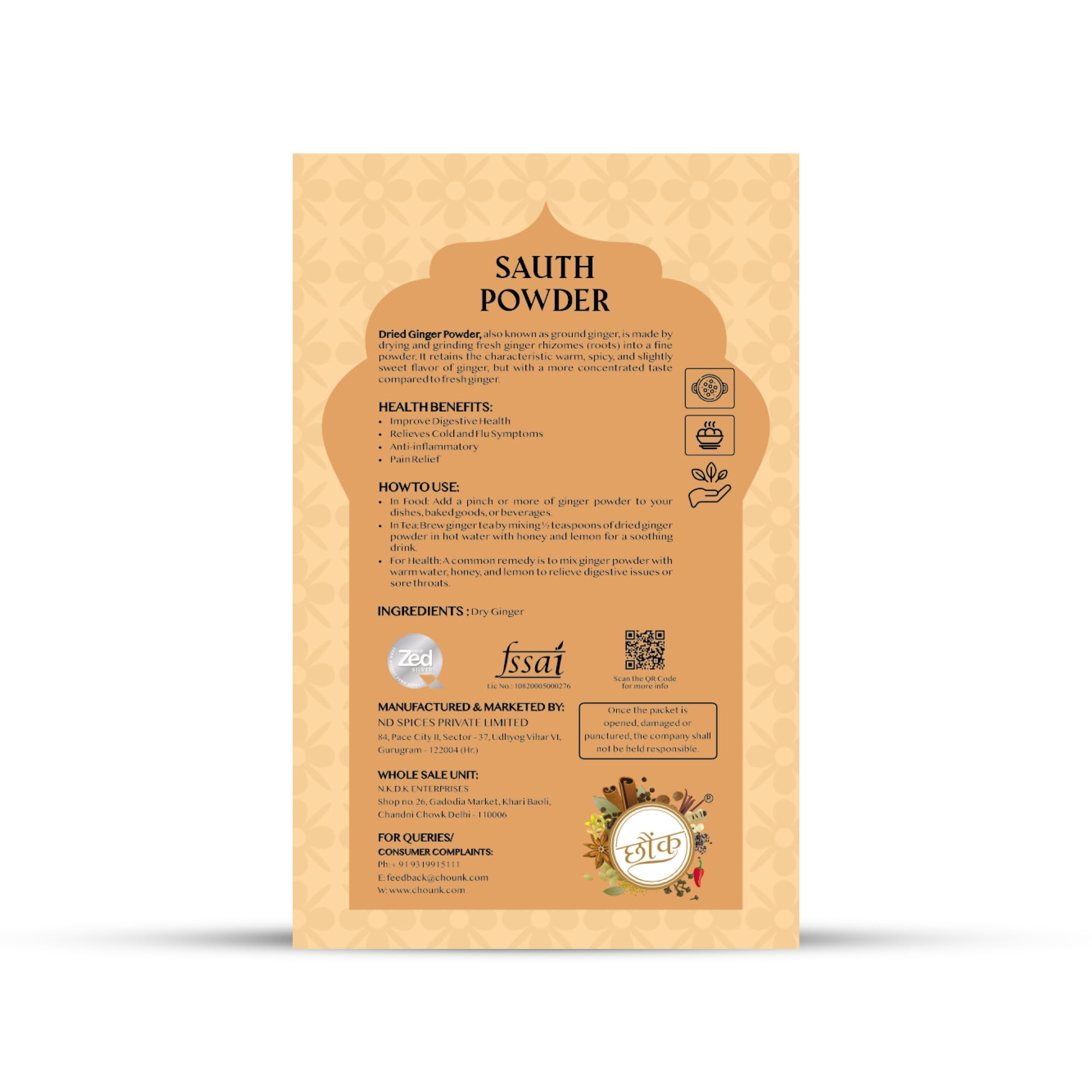 Chounk Dry Ginger Powder | Organic Sukku Powders | Adrak Powder with No Preservatives & No Additives | Ginger Powders Dry Pure & Natural Ingredients | Sonth Powder 200g (Pack of 2) - Image 2 thumbnail