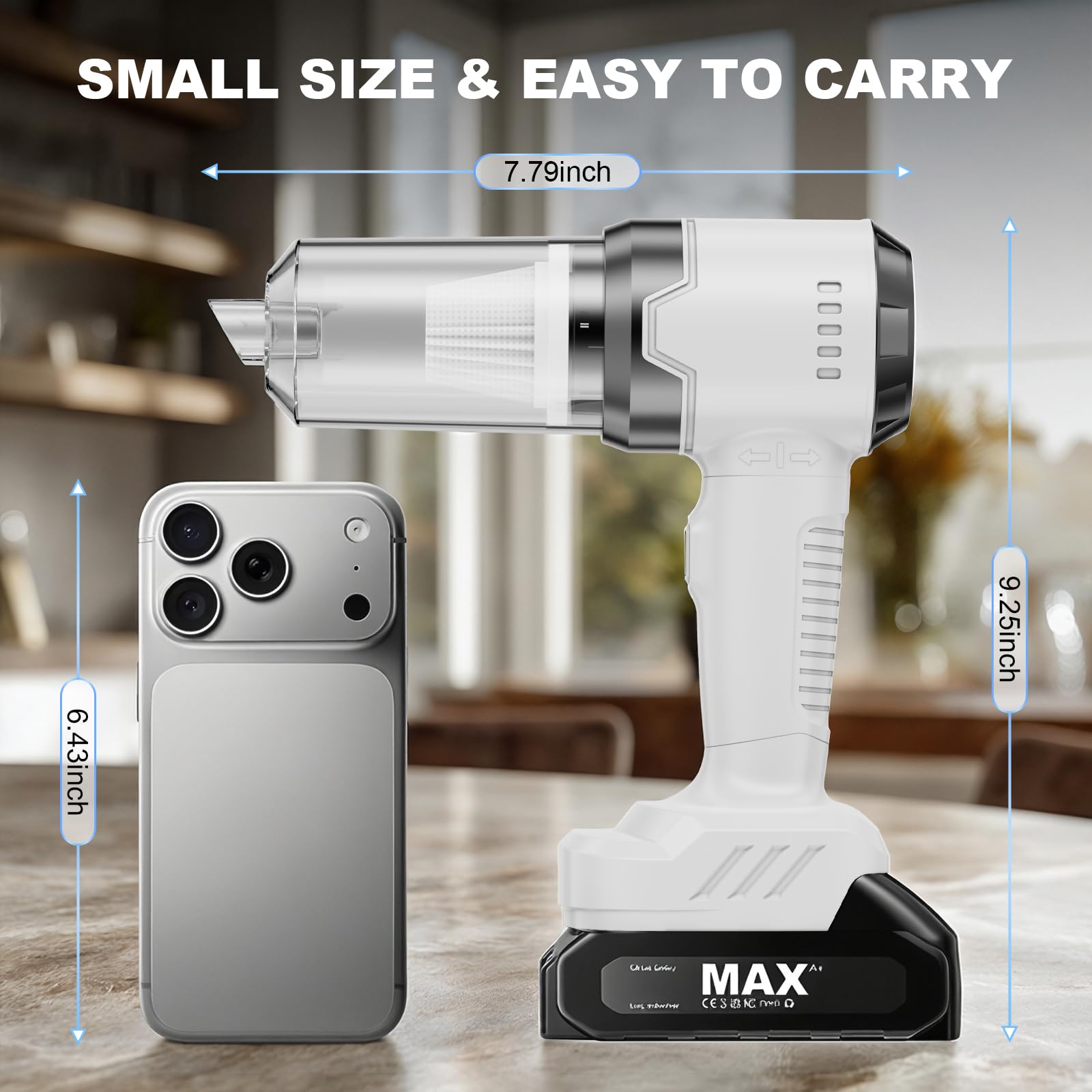 Ej.Life Aspirateur à Main, 13000Pa Mini Portable Aspirateur De Voiture Puissant, 62000rpm,2