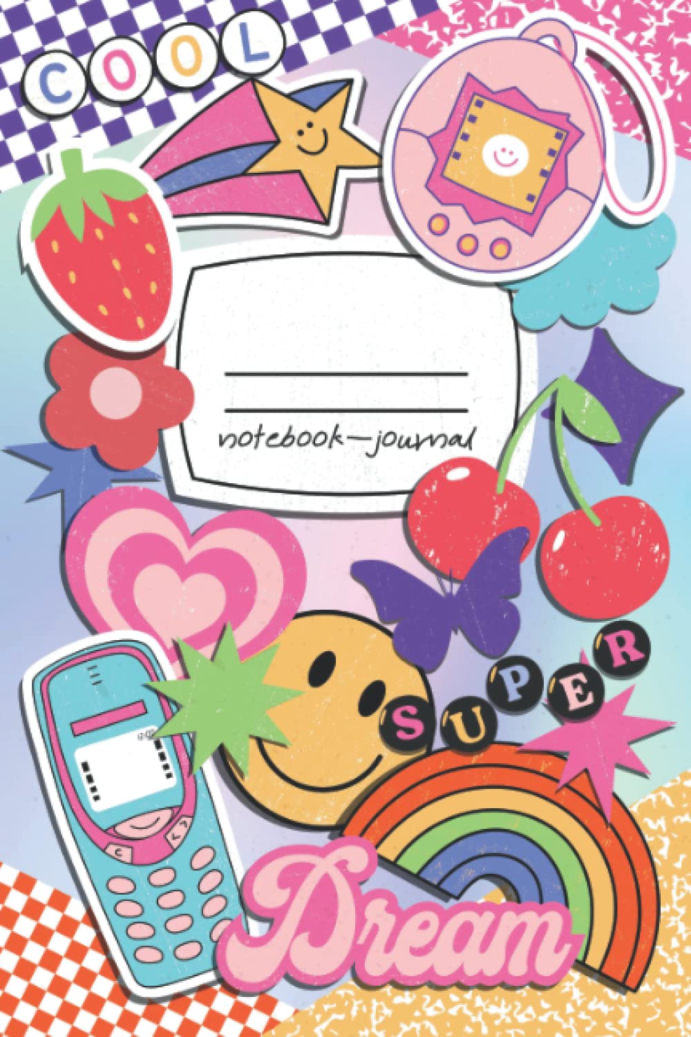 Notebook — Journal: 90s Y2K Kidcore Kid's Rainbow Stickerbomb Composition Notebook Journal